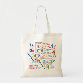 Texas State Landmarks Illustration Tote Bag
