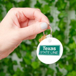 Texas State Line Classic Green Highway Sign Keychain