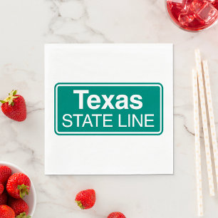 Texas State Line Classic Green Highway Sign Napkin