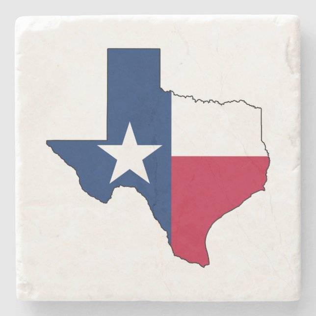 Texas State Map and Flag Lone Star State Texan Stone Coaster (Front)