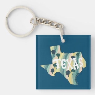 Texas State Map Illustration Keychain