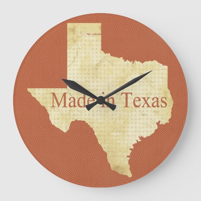Texas State Map Rusty Red and Cream Wall Clock (Front)