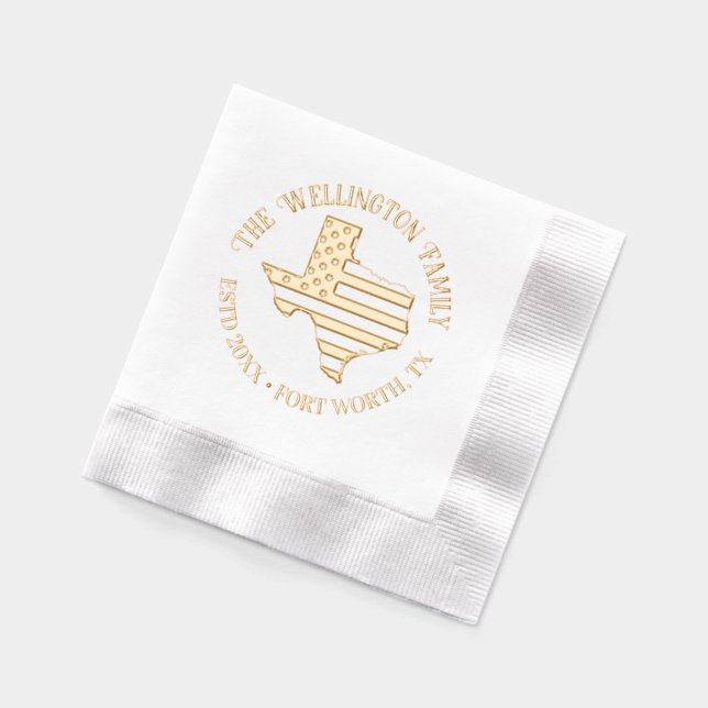 Texas State Map Stars Stripes Nom de famille Date  (Gauche)