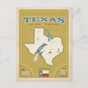 Texas State Map The Lone Star State Postcard