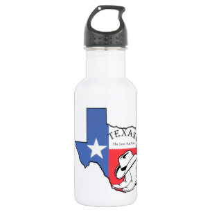 Texas State Map with Star, Boots, Hat 532 Ml Water Bottle