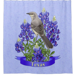 Texas State Mockingbird & Bluebonnet Flower