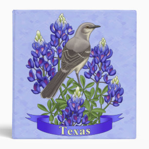Texas State Mockingbird & Bluebonnet Flower Binder