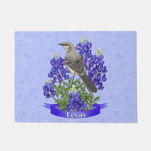 Texas State Mockingbird & Bluebonnet Flower Doormat