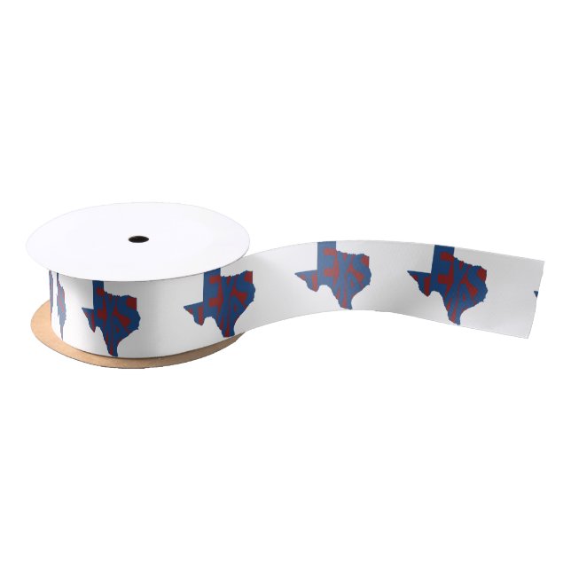 Texas State Name Word Art Blue Satin Ribbon (Spool)