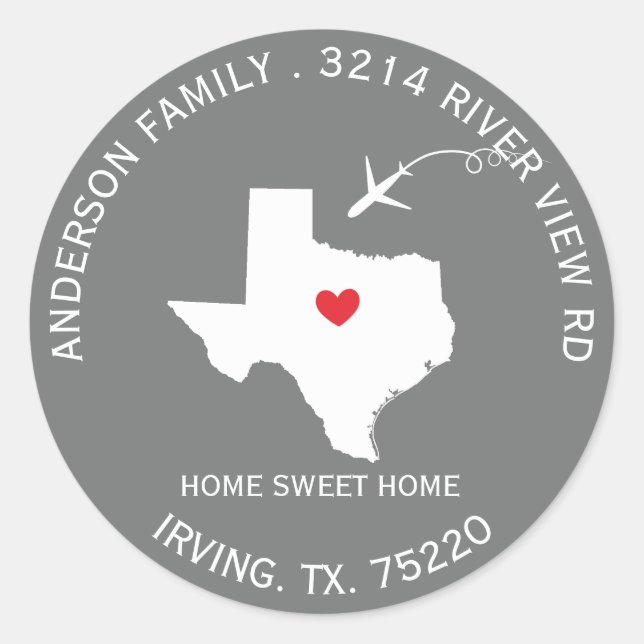 TEXAS State | New Home Address Label Sticker (Front)