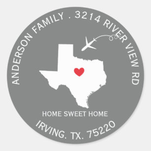 TEXAS State   New Home Address Label Sticker