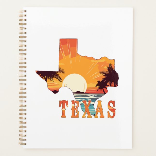 Texas State Outline Beach Sunset (Devant)