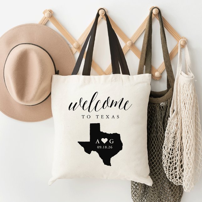 Texas State Silhouette Wedding Welcome Tote Bag (Creator Uploaded)