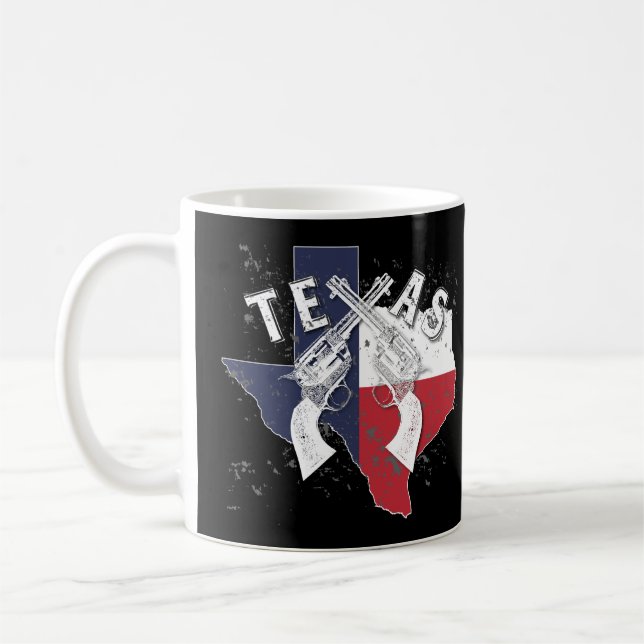 Texas State Six Shooter Crossed Pistols Souvenir Coffee Mug (Left)