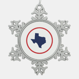Texas State Snowflake Pewter Christmas Ornament