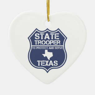 Texas State Trooper To Protect And Serve Ceramic Ornament