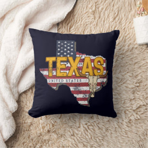 Texas State United States Retro Map Vintage USA Throw Pillow