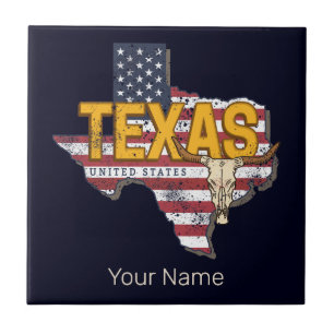 Texas State United States Retro Map Vintage USA Tile