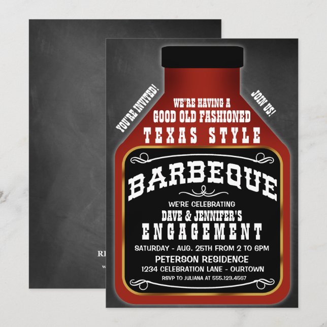 Texas Style BBQ Party Invitations (Front/Back)