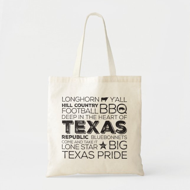 Texas Subway Art Tote - Black Bag (Front)