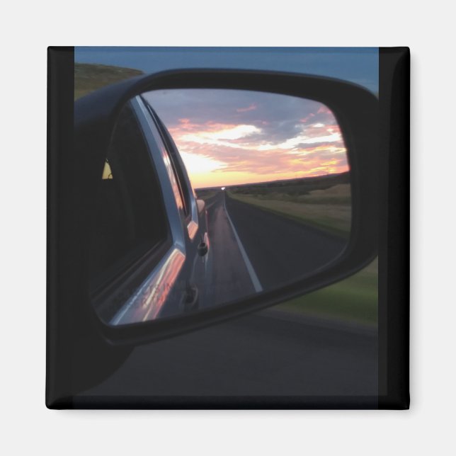 Texas sunset in my rearview mirror magnet (Front)