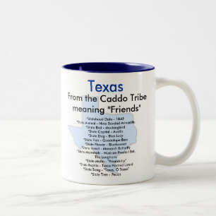 Texas Symbols & Map Two-Tone Coffee Mug