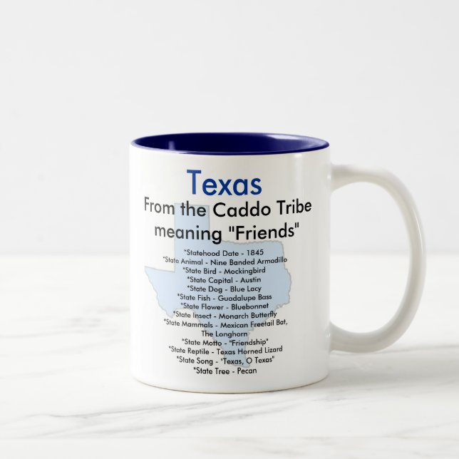 Texas Symbols & Map Two-Tone Coffee Mug (Right)