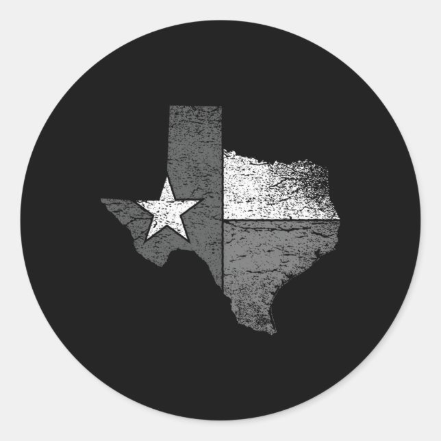 Texas Texas Flag Bw Map Of State Of Texas Classic Round Sticker (Front)