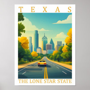 Texas the Lone Star State USA Travel Place Poster