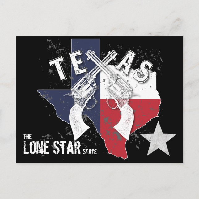 Texas The Long Star State Crossed Pistols Souvenir Postcard (Front)