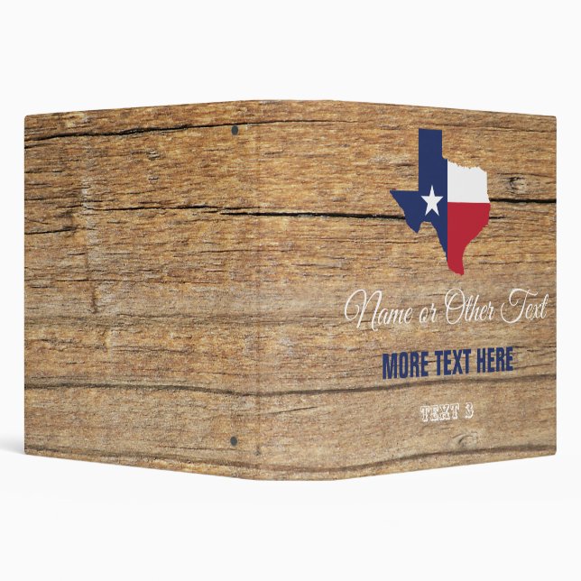 Texas Theme with Barn Wood and Flag Map 3 Ring Bin Binder (Background)