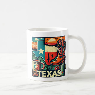 Texas-Themed Ceramic Mug - State Outline, Cowboy