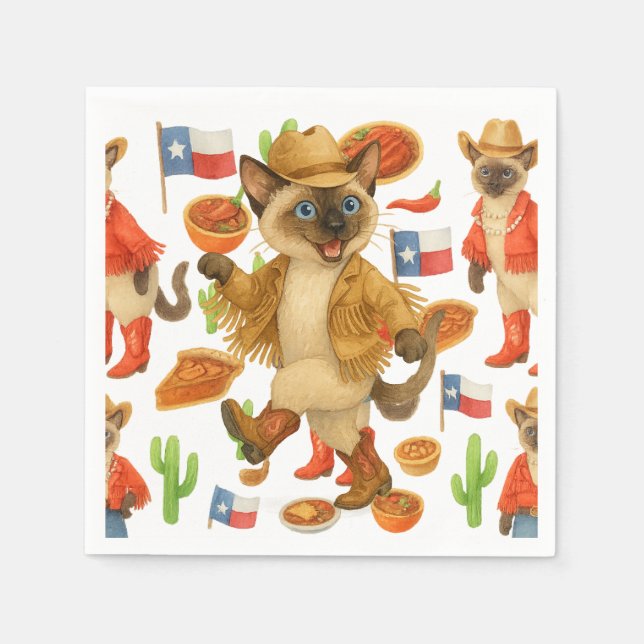 Texas themed for Cat Lovers Napkin (Front)