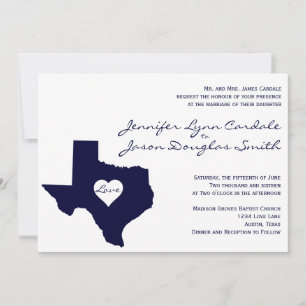 Texas Themed Navy White Wedding Invitations