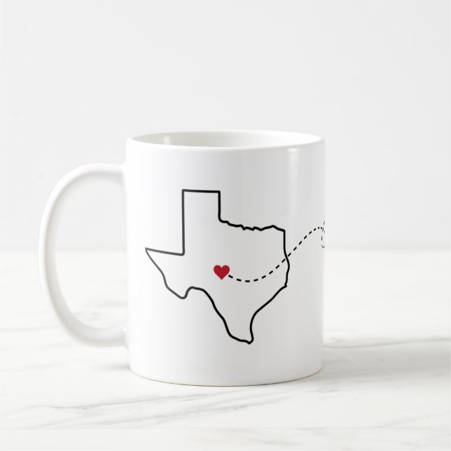 Texas to Nebraska - Heart2Heart Coffee Mug (Left)