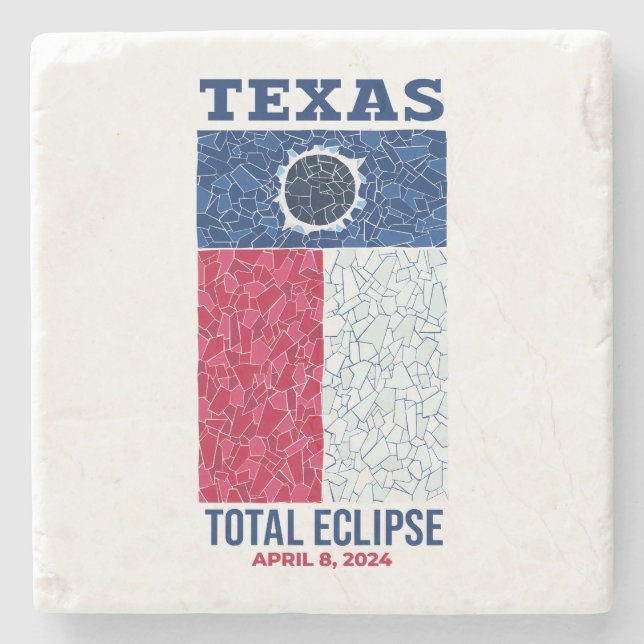 Texas Total Eclipse Stone Coaster, Square Stone Coaster (Front)