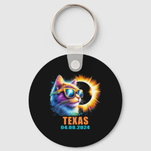 Texas Total Solar Eclipse 2024 Cat Solar Eclipse G Keychain