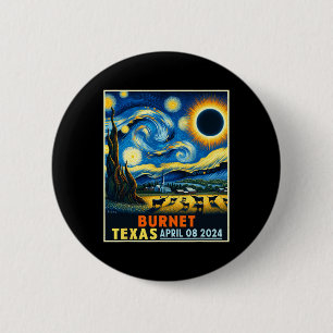 Texas Total Solar Eclipse 2024 Starry Night 2 Inch Round Button