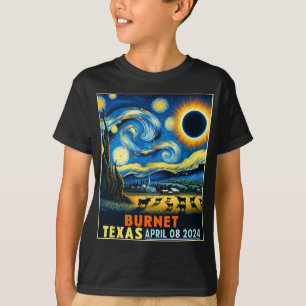 Texas Total Solar Eclipse 2024 Starry Night T-Shirt