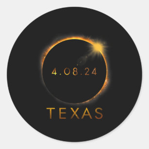 Texas Total Solar Eclipse April 8 2024 Texas Solar Classic Round Sticker