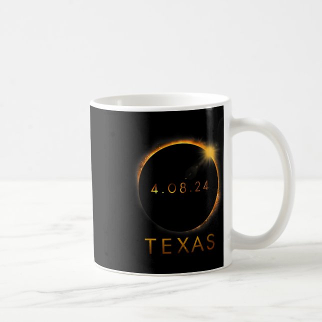 Texas Total Solar Eclipse April 8 2024 Texas Solar Coffee Mug (Right)