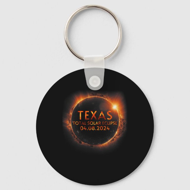 Texas Total Solar Eclipse April 8 2024 Texas Solar Keychain (Front)