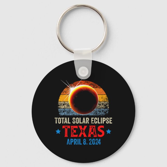 Texas Total Solar Eclipse April 8 2024 Texas Solar Keychain (Front)