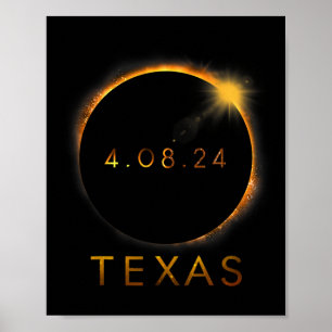 Texas Total Solar Eclipse April 8 2024 Texas Solar Poster