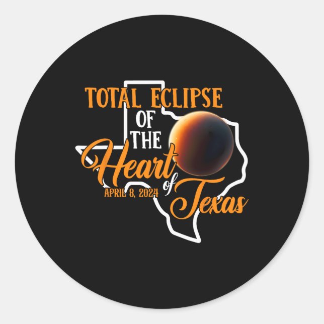 Texas Total Solar Eclipse April 8 2024 Usa Map Tot Classic Round Sticker (Front)