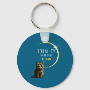 Texas Total Solar Eclipse Cat Keychain