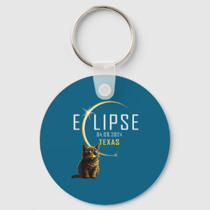 Texas Total Solar Eclipse Cat Keychain