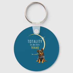 Texas Total Solar Eclipse Dog Keychain