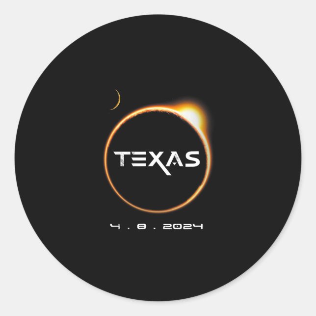 Texas Totality 4.08.2024 Total Solar Eclipse 2024  Classic Round Sticker (Front)