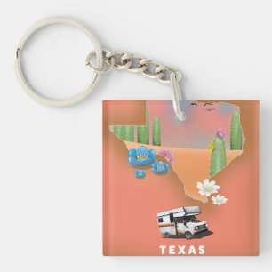 Texas travel poster keychain